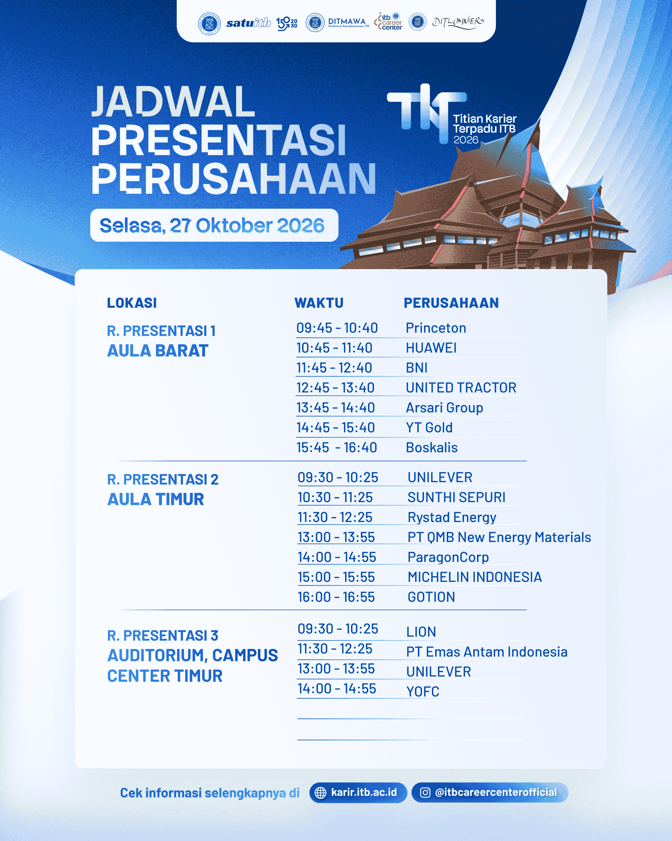 Jadwal presentasi perusahaan hari Selasa, 27 Oktober 2026